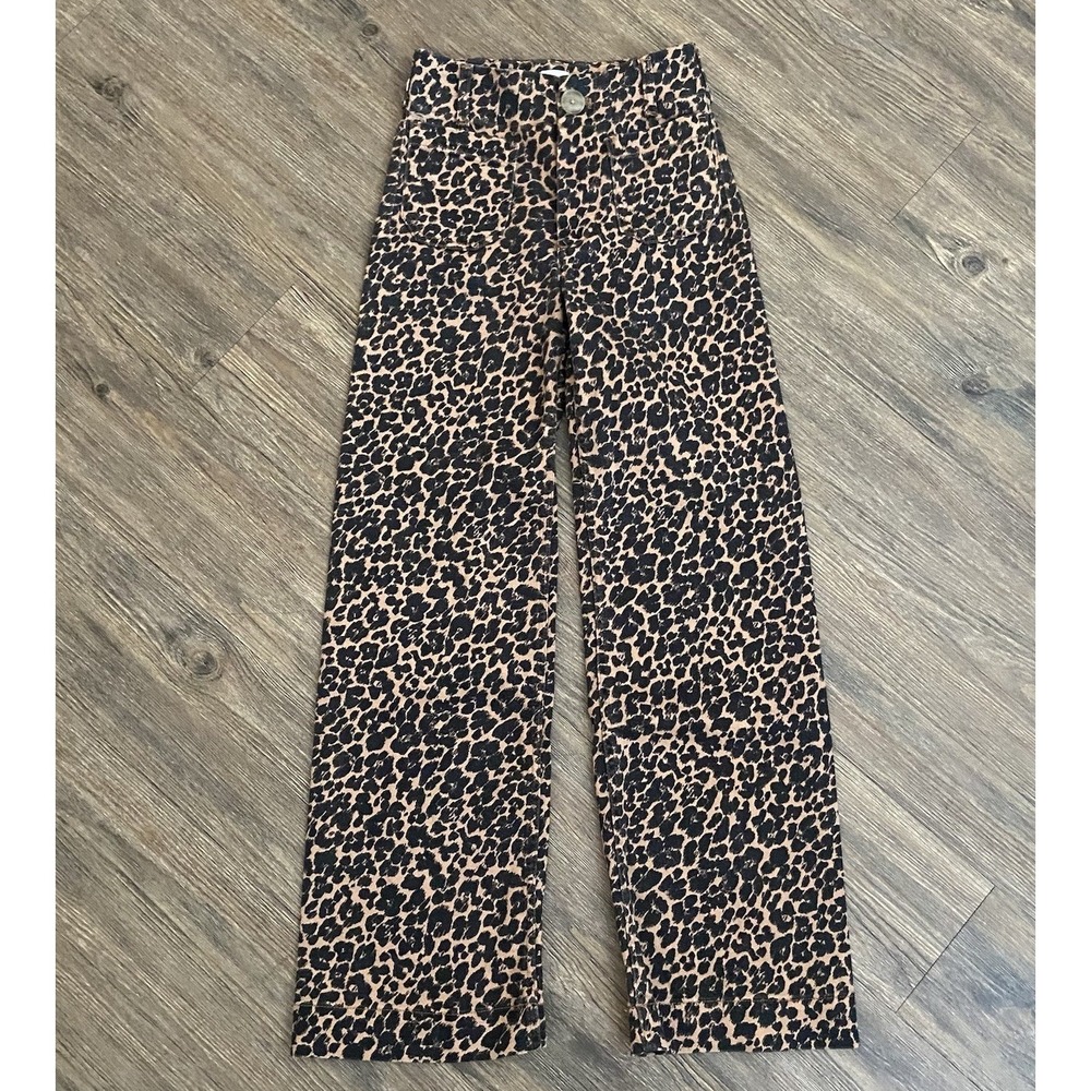 Anthropologie The Colette High-Rise Wide-Leg Jeans Leopard Print 23x28